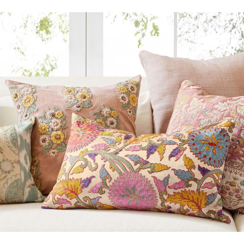 Pottery Barn Laila Embroidered Cushion Cover 51cm Rosewood image number 2
